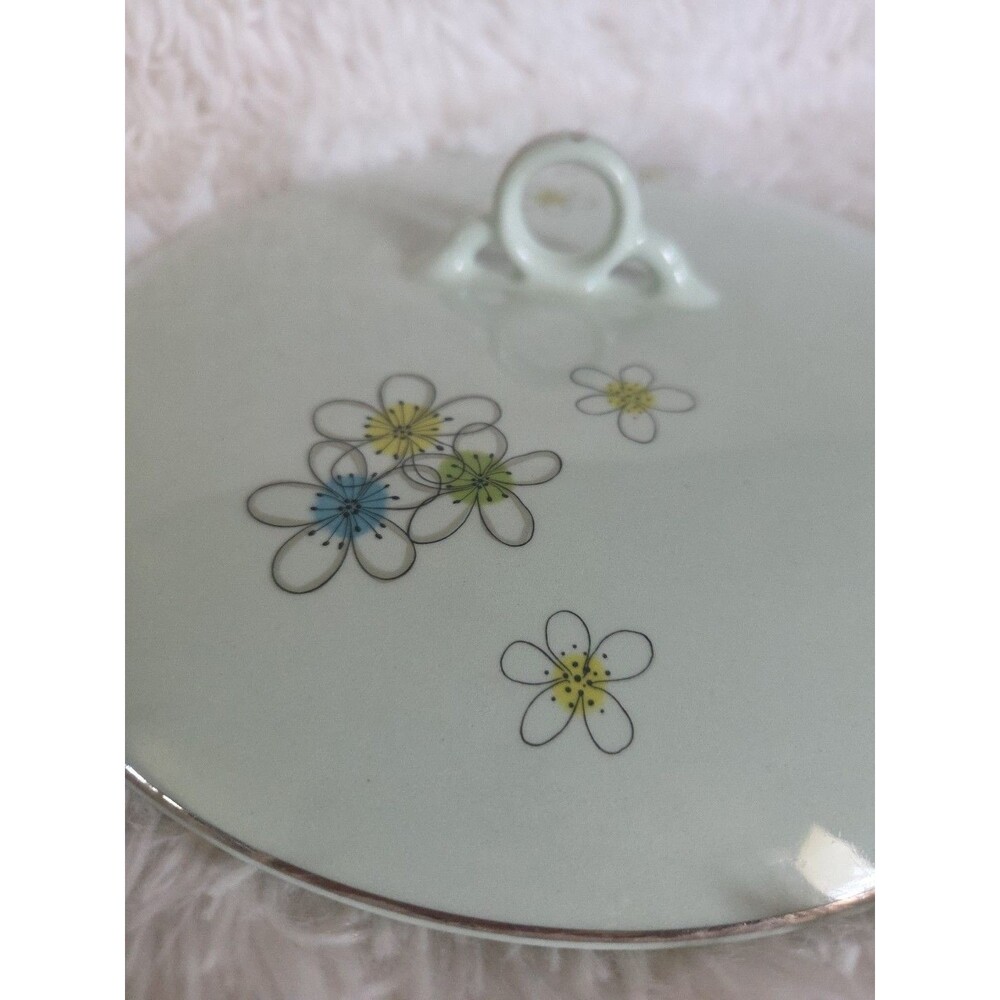 Mist  Nobility Permaware  Covered Vegetable  LID  1950s MCM Atomic Daisies - Picture 9 of 9